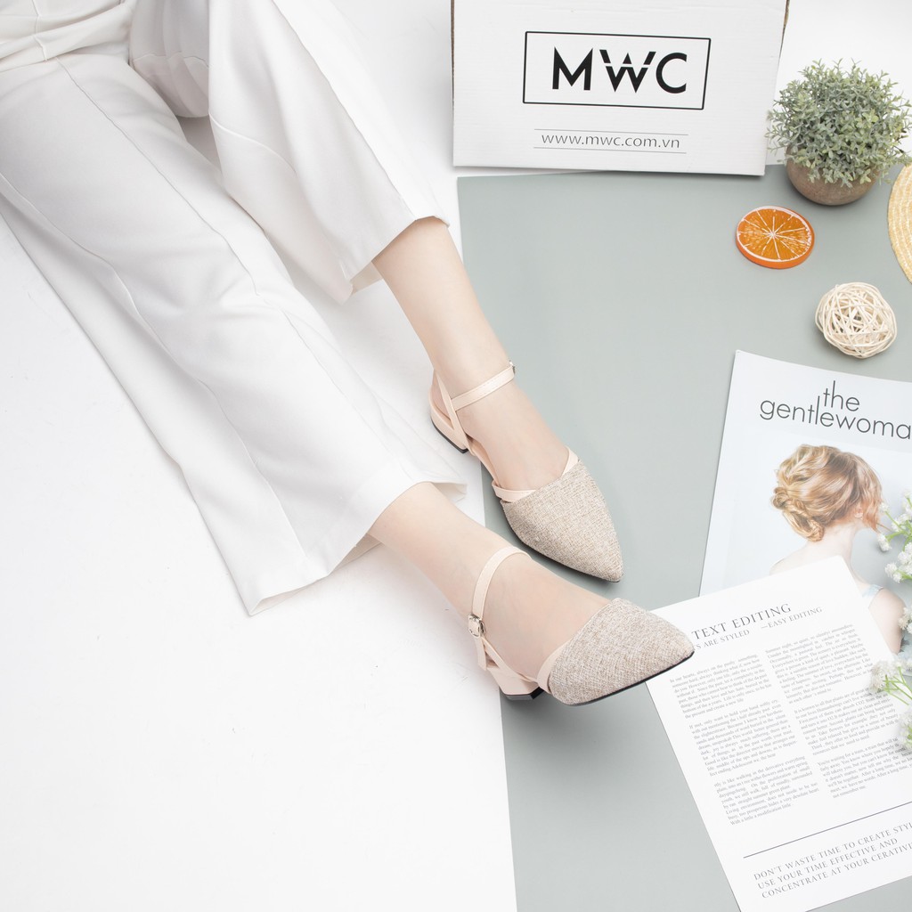 Giày Sandal Cao Gót MWC Đế Vuông 3CM Bít Mũi NUCG – 3916