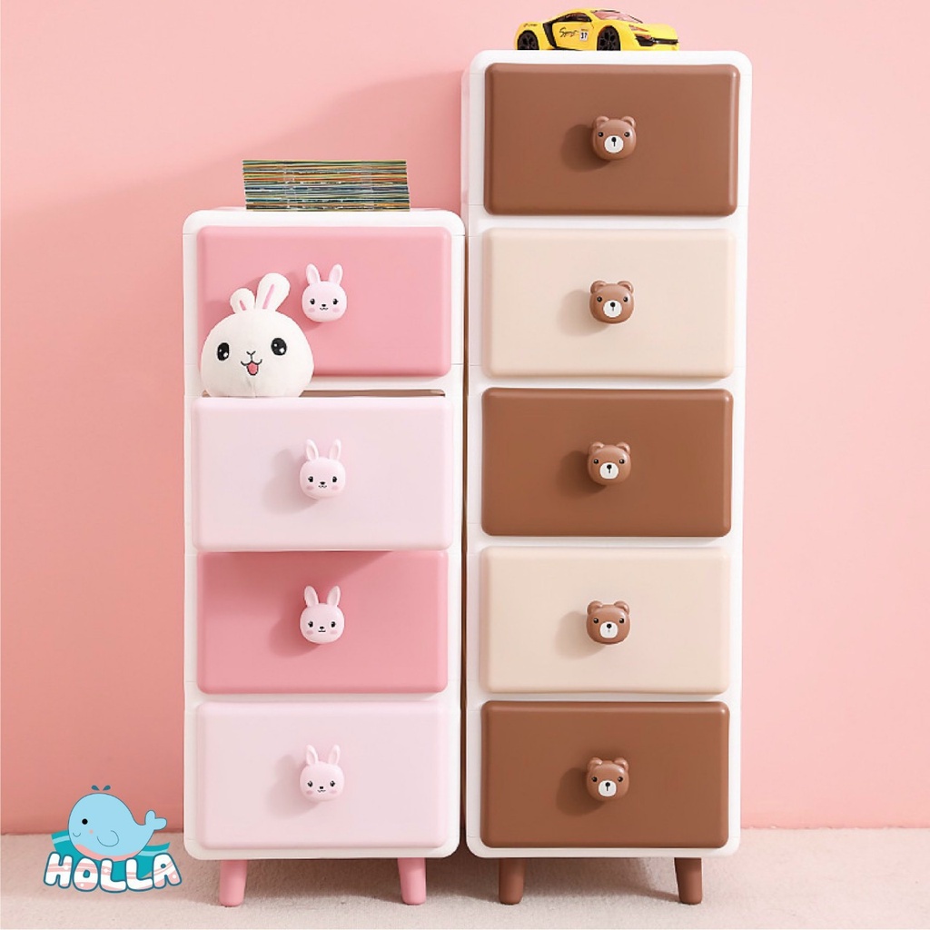 Tủ nhựa ngăn kéo Holla 3-4-5 tầng đựng quần áo, bỉm sữa thỏ hồng Cony cho bé