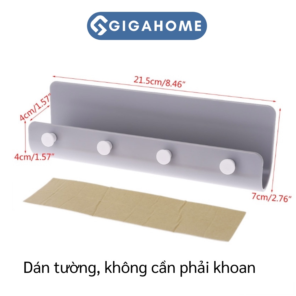 Kệ Để Đồ Dán Tường Kèm 4 Móc GIGAHOME Trang Trí Nhà Cửa Decor 8336