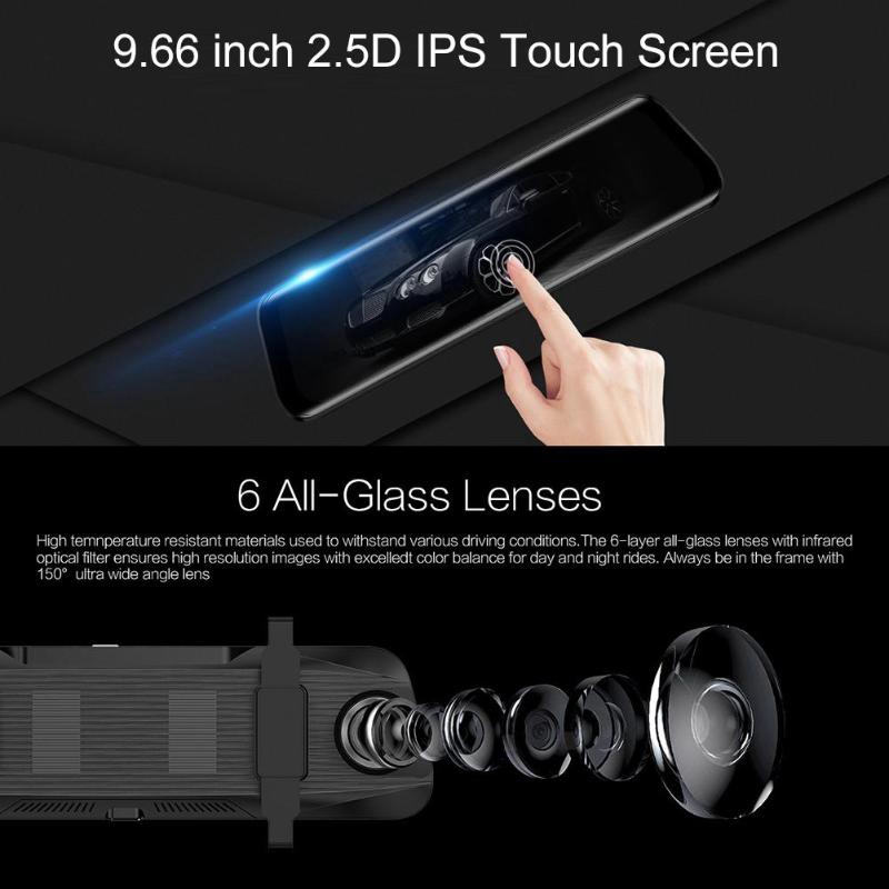 Anytek T11+ 9.66 Inch IPS Touch Rearview Mirror DVR Camera 1080p 720p Dual Lens Dash Cam Driving | BigBuy360 - bigbuy360.vn