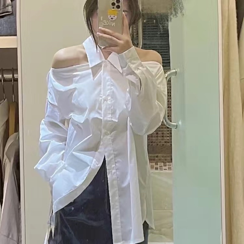 Áo sơ mi trắng khoét vai hàng quảng châu xịn