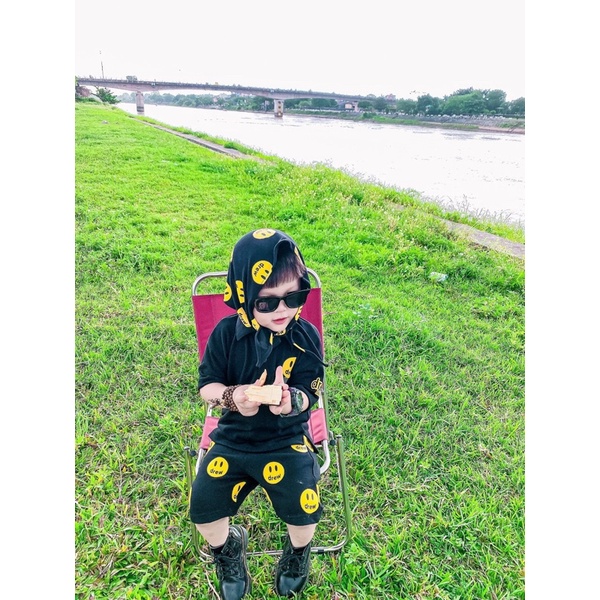 Bộ short polo Drew kèm khăn bé trai bé gái-MS205