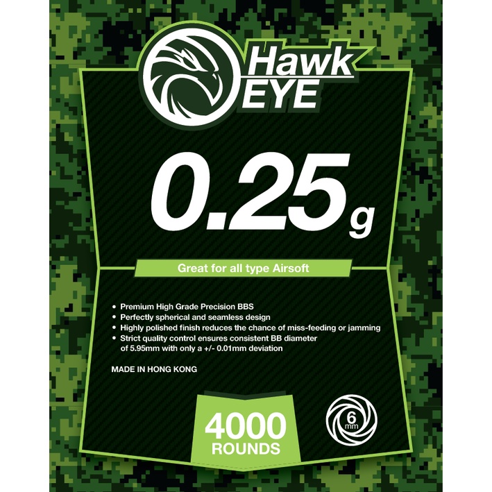 Hạt nhựa dùng đa năng lót hồ, bb 6mm. 0.25g, nhãn hiệu từ Hồng Kông, Hawk eye