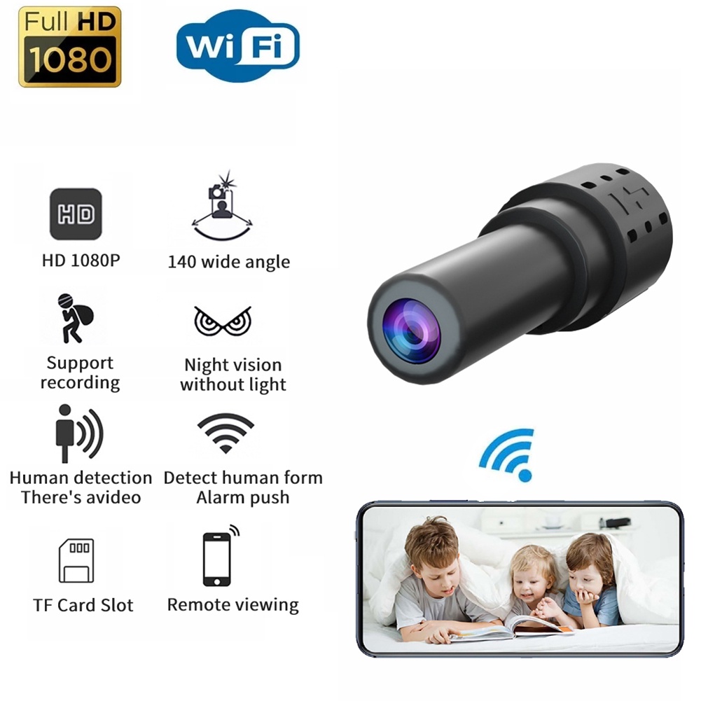 Thiết bị camera Camera an ninh 6x2x2cm Camera thu nhỏ Thiết bị cảm biến Camera màu đen Camera mini hợp kim nhôm Camera không dây Camera quan sát ban đêm