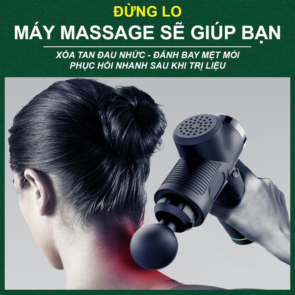 Máy massage cầm tay METAMO 99 cấp độ 8 đầu trị đau nhức toàn thân hiệu quả, súng massage cầm tay kèm 8 đầu mát xa