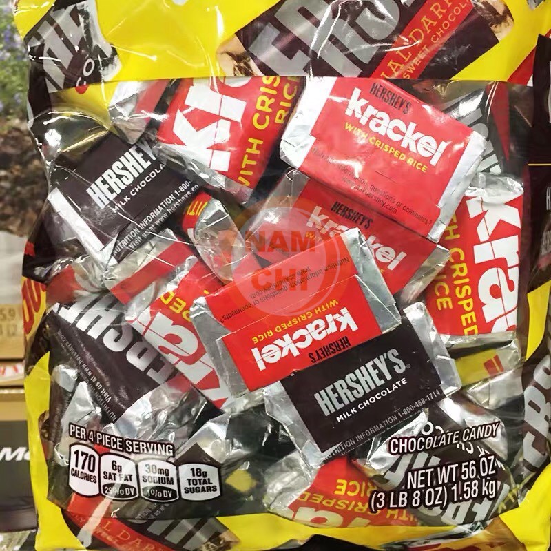 [DATE MỚI] Socola Hershey's Miniatures 1.58kg Hỗn Hợp 4 Loại Socola Mỹ 180 Viên CHUẨN COSTCO