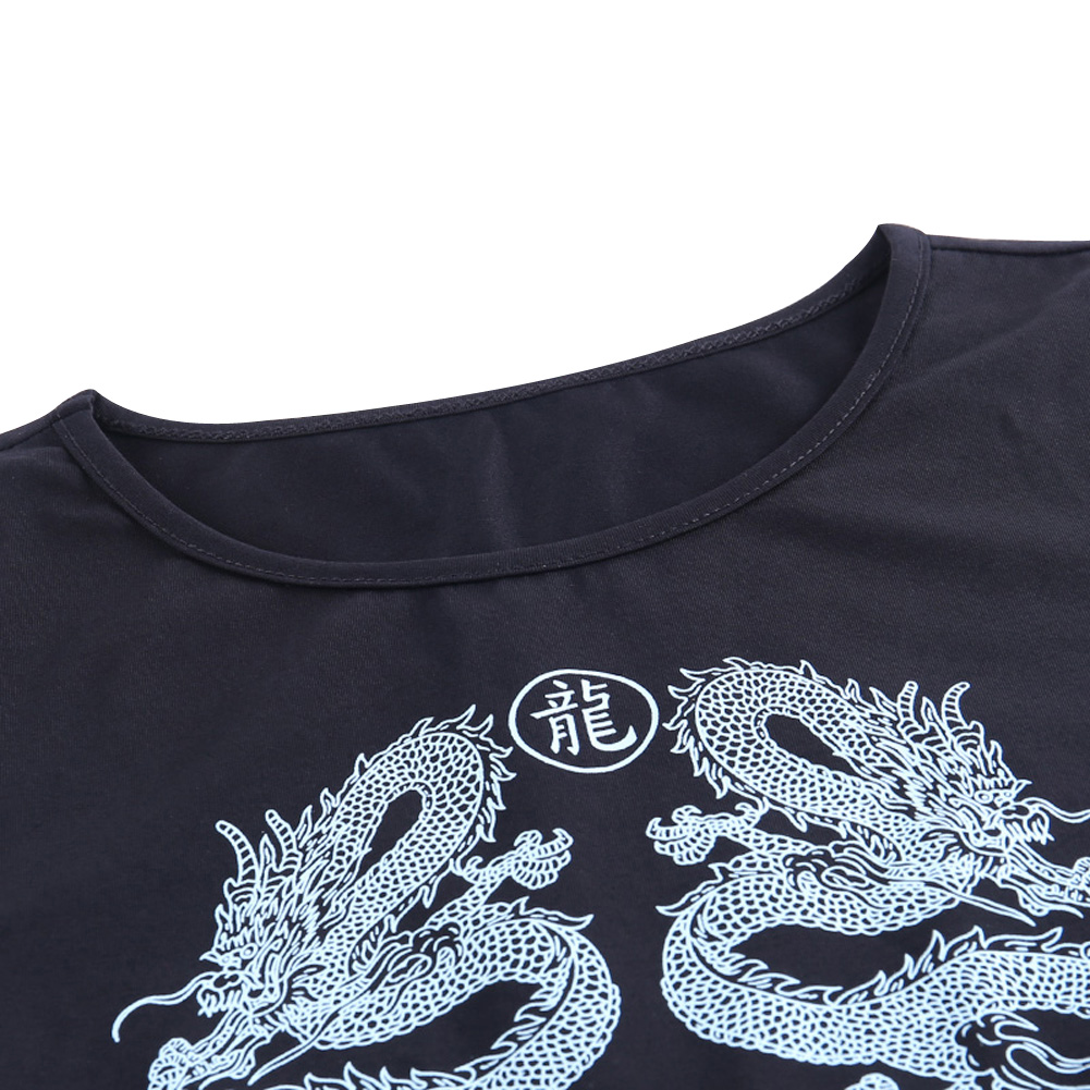 Áo Thun Lửng Ngắn Tay In Hình Rồng Quyến Rũ Cho Nữ