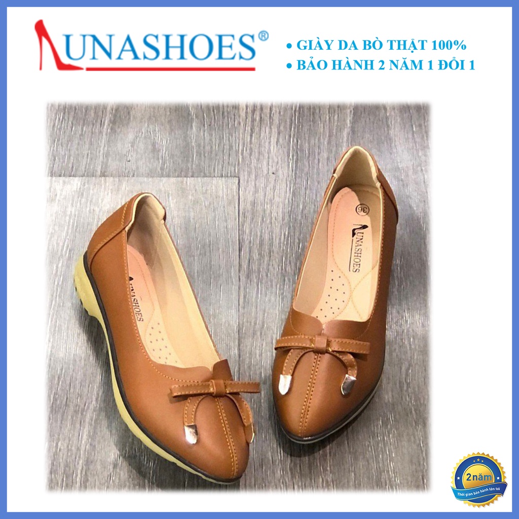 Giày lười nữ slip on da bò Lunashoes (707) màu đen nâu trắng kem fullsize bảo hành 24 tháng 1 đổi 1 giầy trung niên