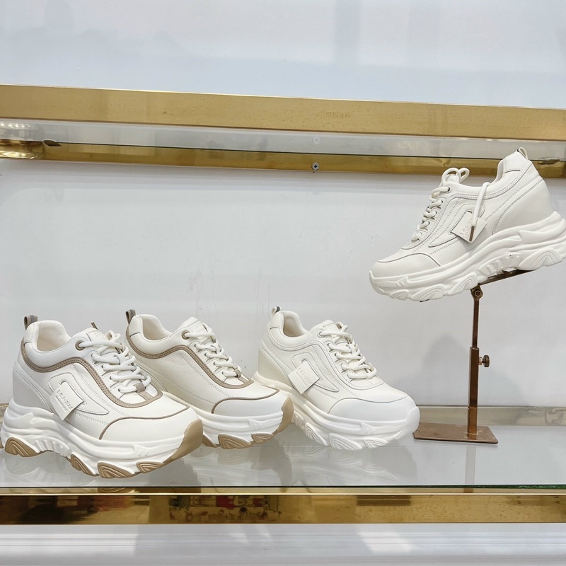 Giày thể thao nữ buộc dây nâng đế cao 8cm, chất mềm siêu nhẹ đi bao êm, hàng quảng châu cao cấp