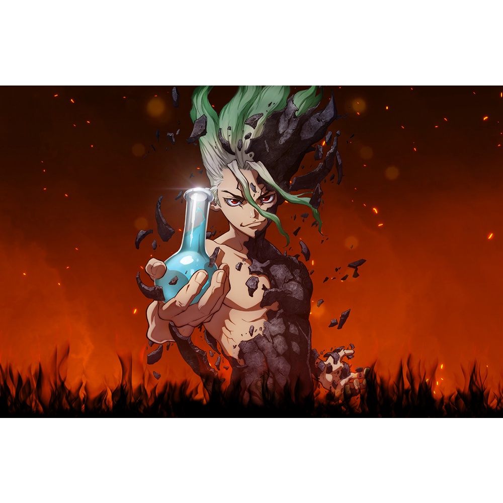Poster A4 dán tường Anime, decal 21x30 trang trí có keo Dr. Stone Wallpapers (1), nhận in theo yêu cầu