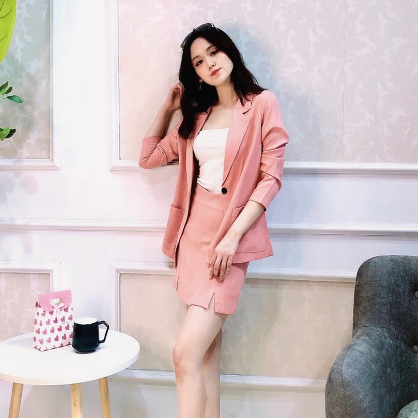 Sét Áo khoác blazer và chân váy tuýt si Hàn, Bộ Blazer 4 màu hàng Thiết kế Hachidesigns | BigBuy360 - bigbuy360.vn