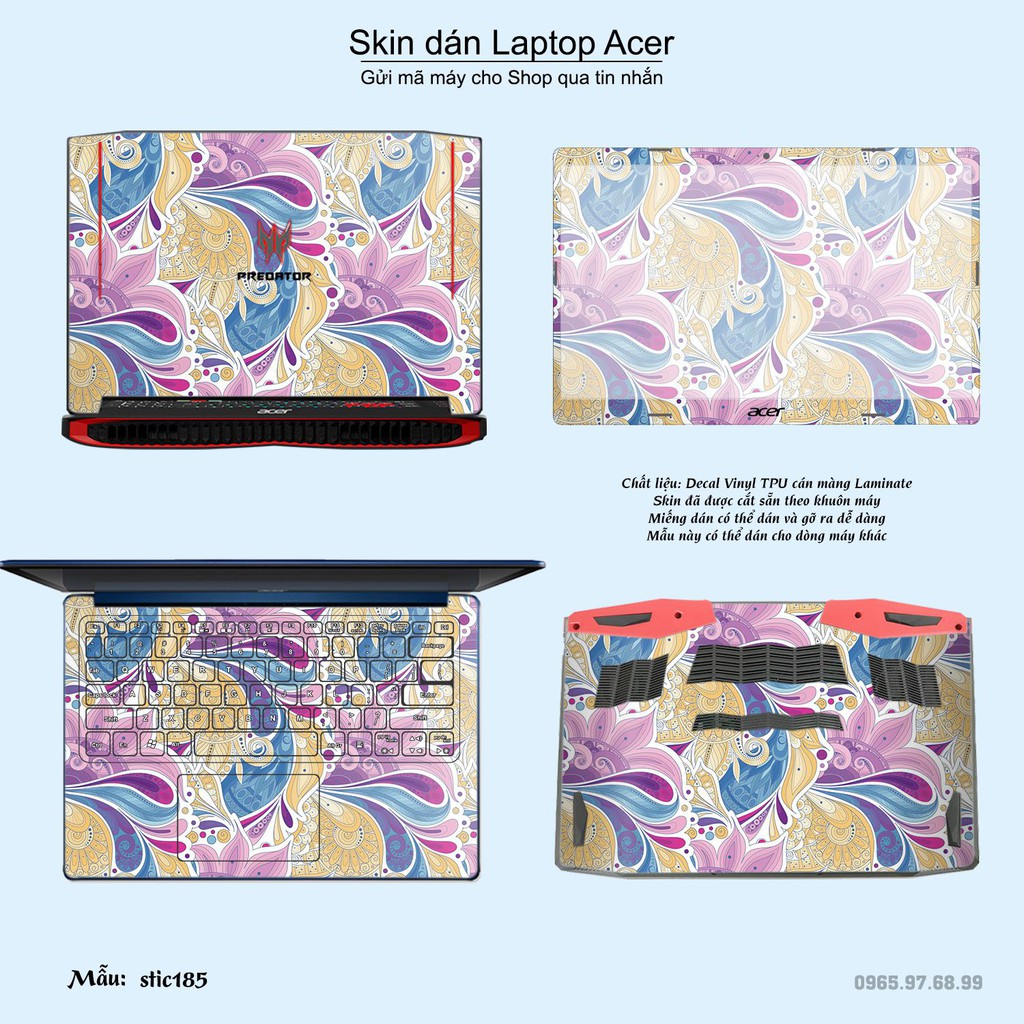 Skin dán Laptop Acer in hình Hoa văn sticker _nhiều mẫu 31 (inbox mã máy cho Shop)