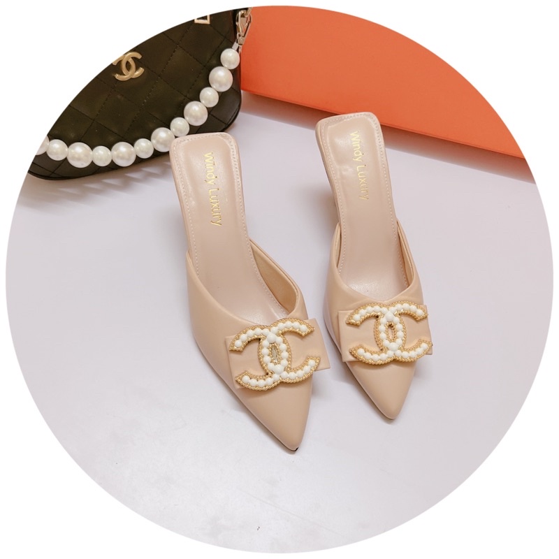 Sục gót nhọn 6p mũi nhọn tag X ngọc da lì chảnh