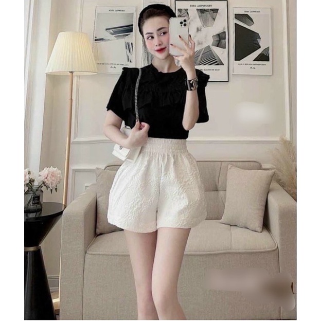 Quần đùi nữ 3D vải xốp mặc nhà, quần sooc nữ mùa hè nhiều màu năng động | BigBuy360 - bigbuy360.vn