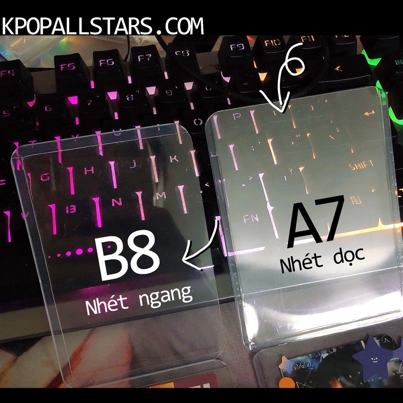Xấp 25-100 Toploader đựng card nhét ảnh kích thước A7 7x10cm và B8 6.4x9cm đựng card Anime, Kpop, Idol, thẻ bài sưu tầm