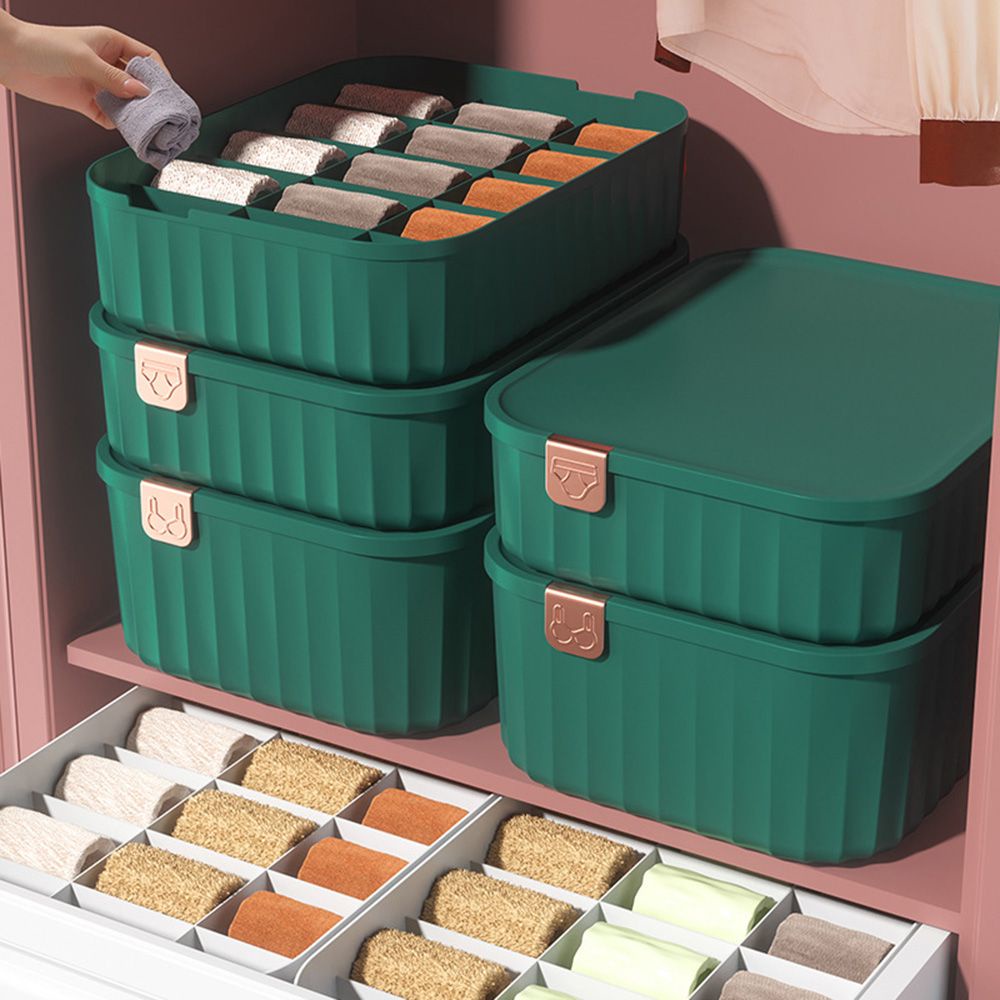 Hộp đựng vớ đồ lót bằng nhựa tiện dụng tùy chọn chia ngăn/ liền mạch