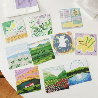 Set thẻ bưu thiết họa tiết hoa phong cảnh dùng trang trí tường dễ thương