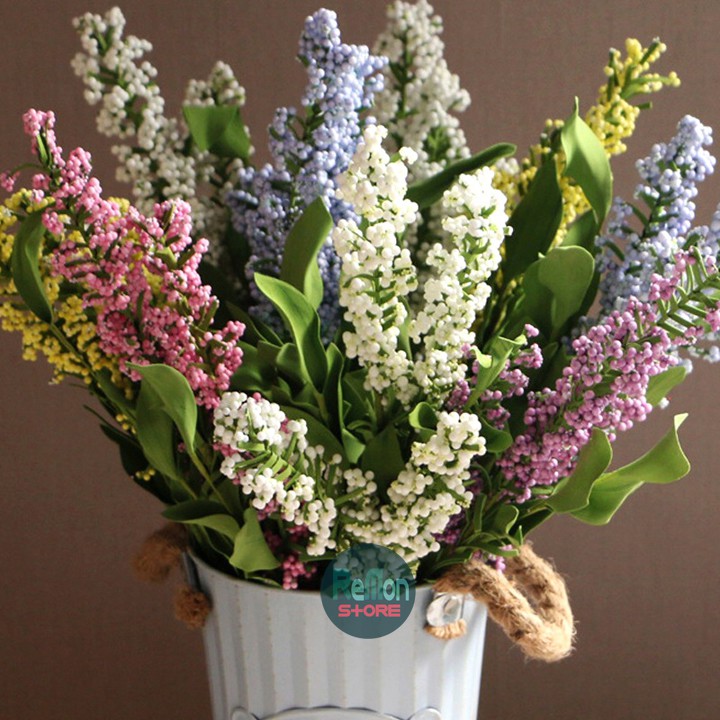 Cành hoa oải hương lavender (búp to) hoa giả cao cấp trang trí nhà cửa tiệc cưới, đạo cụ chụp ảnh