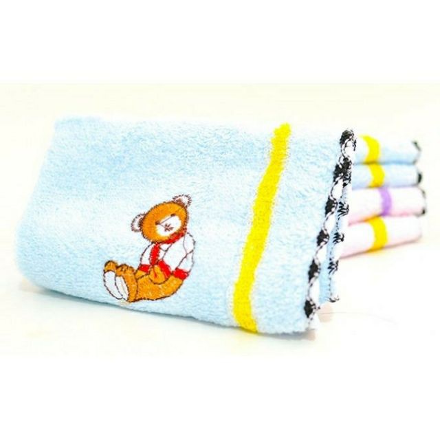 Khăn mặt cho bé siêu mềm mịn thêu gấu dễ thương 100% cotton kt 25x25 cm