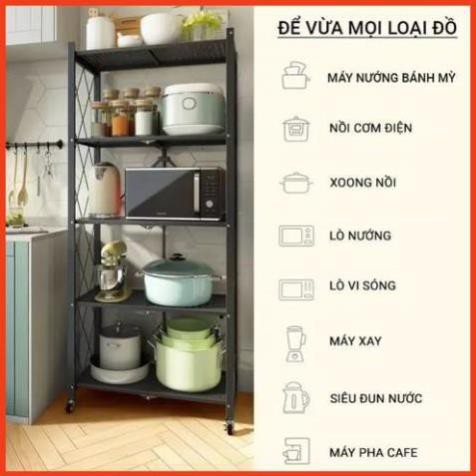 Kệ Xếp Di Động Gấp Gọn Thông Minh Đa Năng 3, 4, 5 Tầng có bánh xe, Kệ để đồ nhà bếp, nhà tắm, phòng khách - KXGGDD