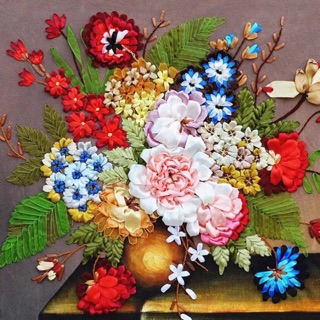 Tranh thêu ruy băng 55x55cm