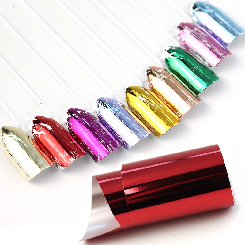 [Hàng mới về] Set 14 tấm nhãn dán tráng gương bóng bẩy dùng để trang trí móng tay nghệ thuật chuyên nghiệp