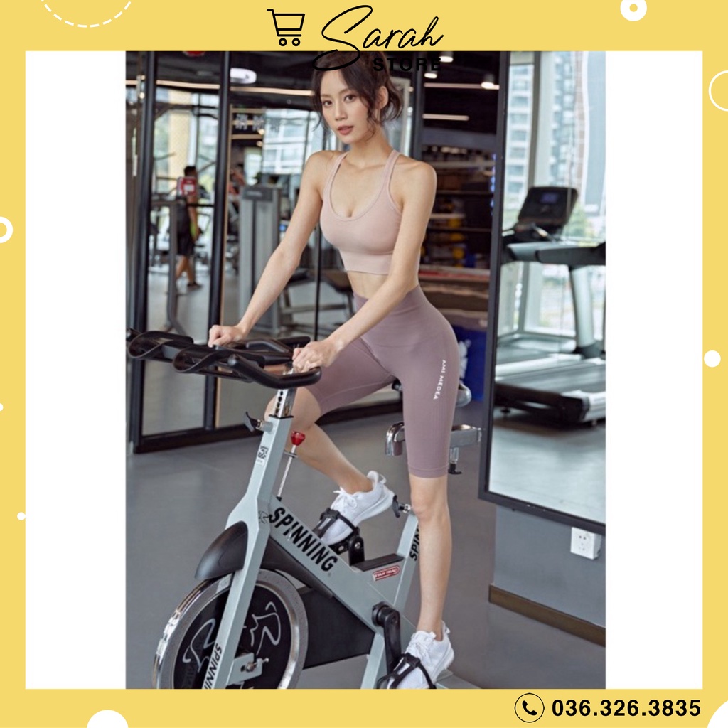 Quần tập đùi ngố cao cấp Gym AMI nữ cạp lưng cao, co giãn 4 chiều, thoáng mát, dùng quần tập Yoga, Gym, Zumba, Aerobic
