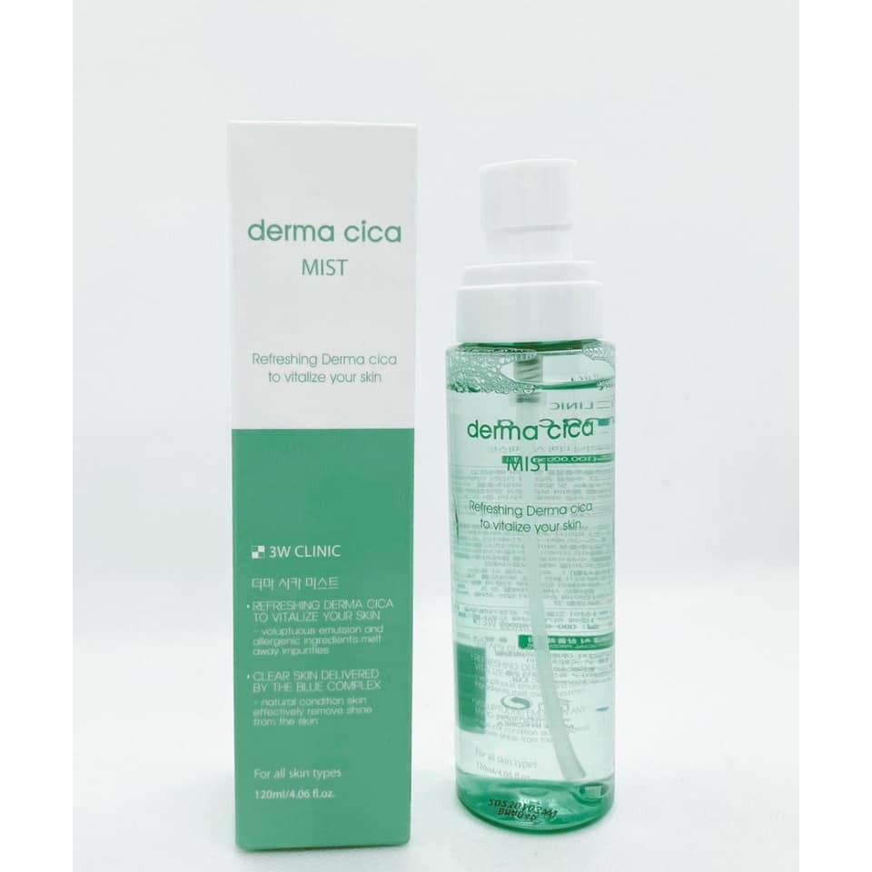 [Hàng Chính Hãng] Xịt khoáng tinh chất rau má DERMA CICA MIST 3W CLINIC Hàn Quốc