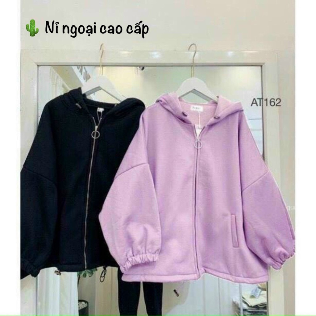 Áo hoodie unisex form rộng chất vải nỉ ngoại dây kéo 4 màu đơn giản ngầu cực chất thời trang học đường