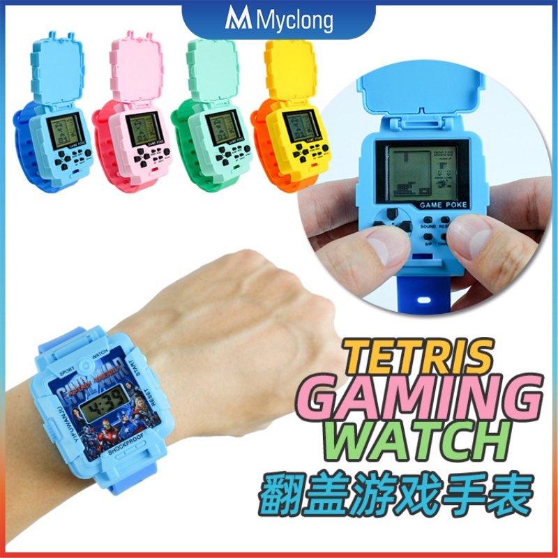 Đồng Hồ Đeo Tay Điện Tử Tích Hợp Đèn LED 26 Trò Chơi TETRIS Cho Bé