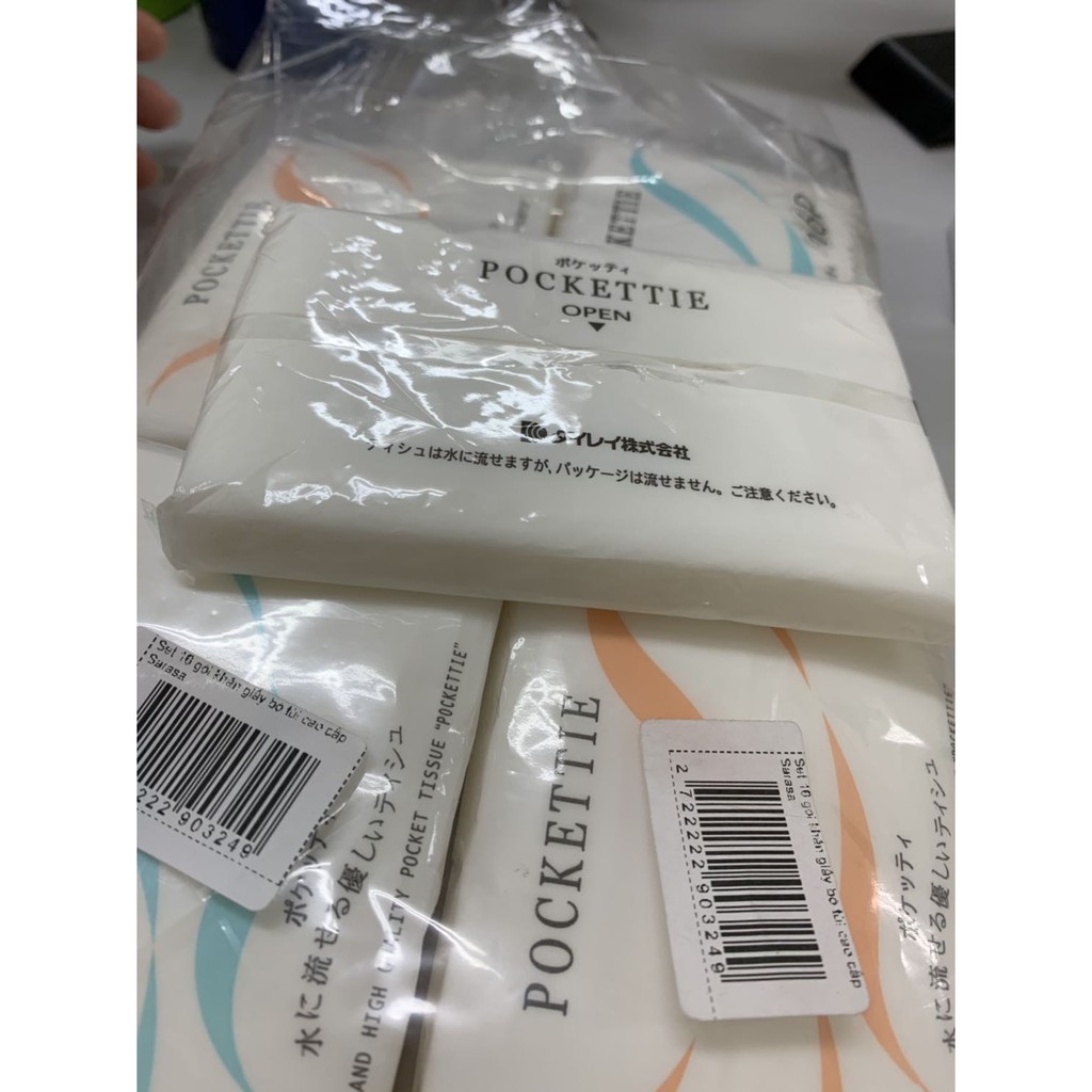 Set 16 khăn giấy bỏ túi cao cấp Sarasa Nhật Bản Giấy nguyên sinh mềm, dai, không bột, không mủn, an toàn tuyệt đối