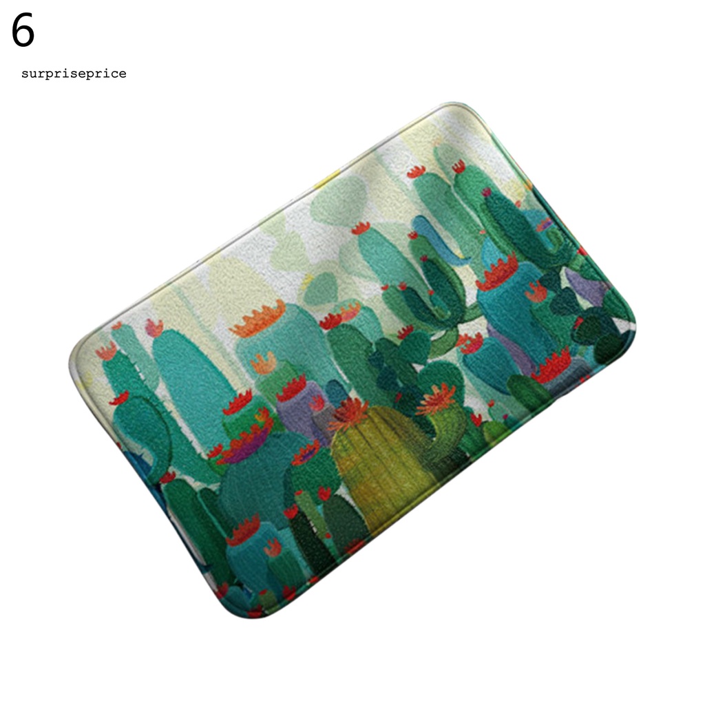 Thảm lót cửa chùi chân siêu nhẹ in hình cây xương rồng trang trí phòng tiện dụng