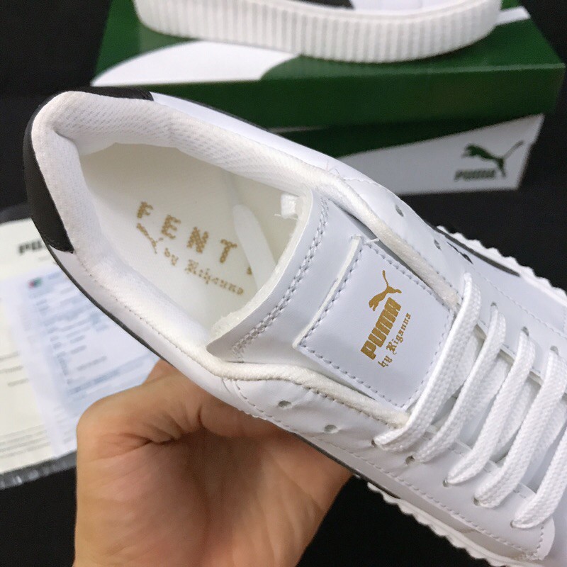 Loại đế vân răng cưa - Tặng hộp, bill và dây lụa - Giày thể thao sneaker PM trắng sọc đen, size 36-39.     .