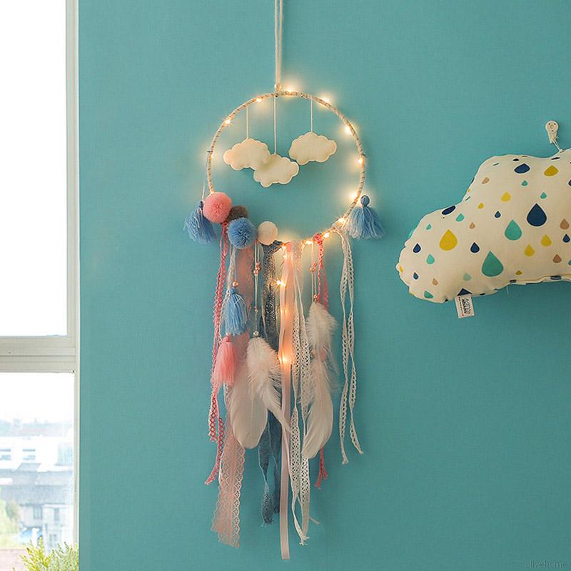 Dream Catcher phối lông vũ trang trí nhà cửa xinh xắn thời trang