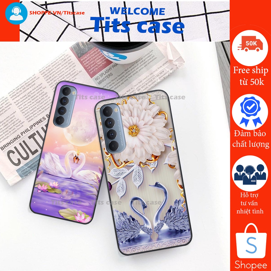 Ốp lưng  Oppo RENO 4 PRO in hình thiên nga,hoa may mắn, đặc sắc ĐỘC - LẠ - BỀN