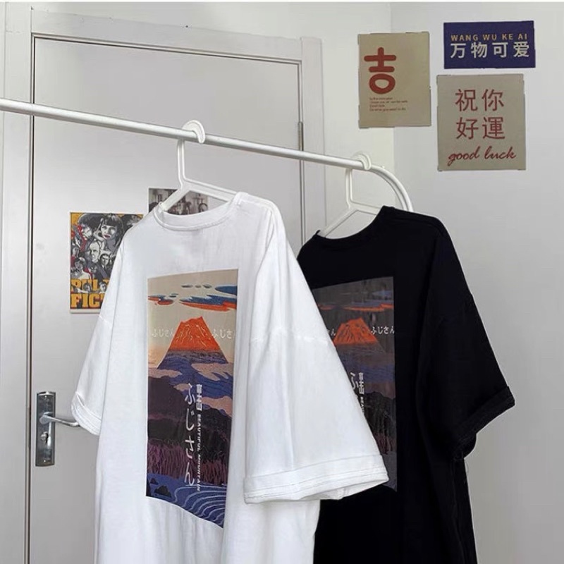 Áo thun tay lỡ nam nữ, áo phông unisex form rộng chất cotton mát mịn thấm hút mồ hôi in hình Núi.