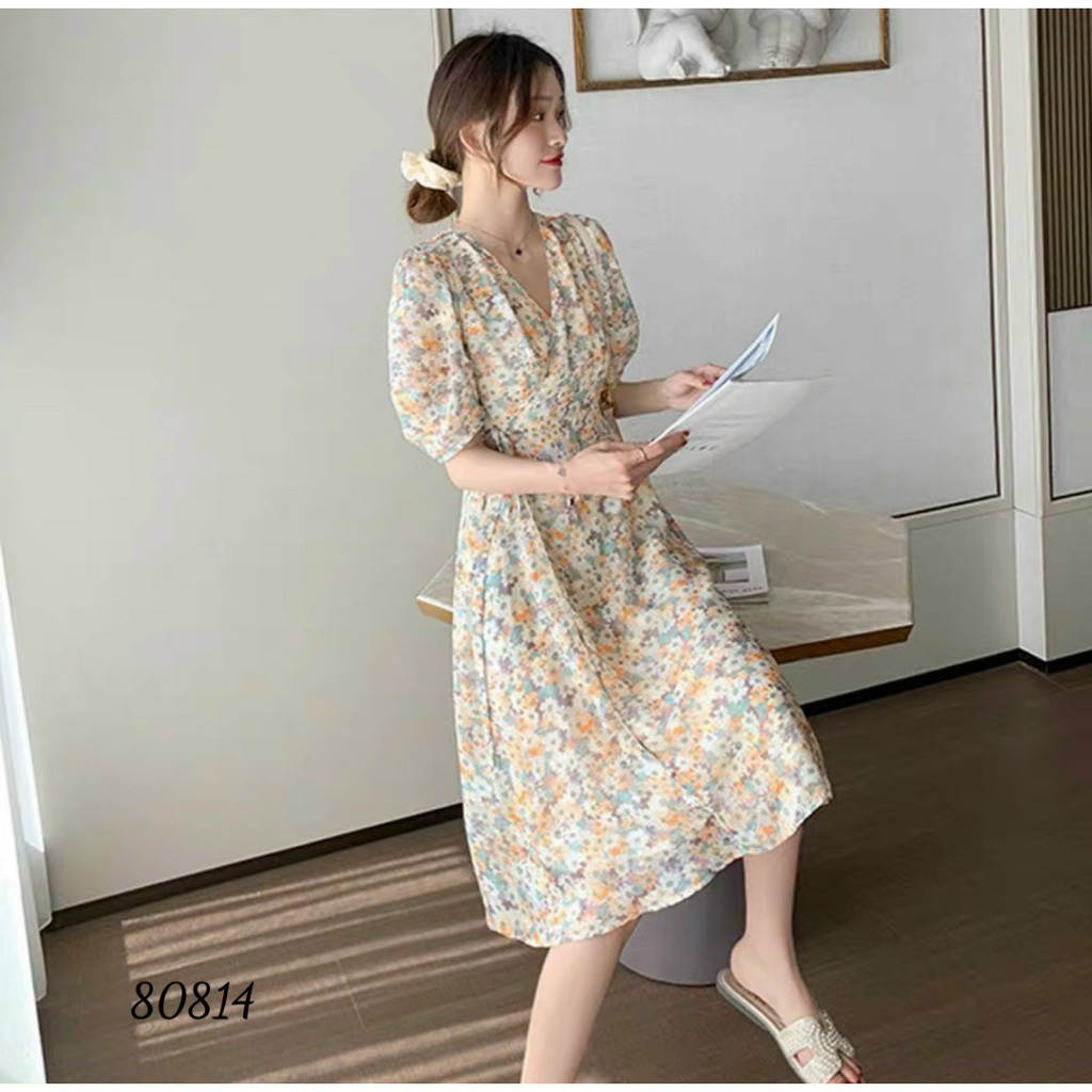 [Đủ size ] Đầm hoa -Váy nữ váy hoa vàng nhẹ nhàng dễ thương size từ 40-71kg | BigBuy360 - bigbuy360.vn