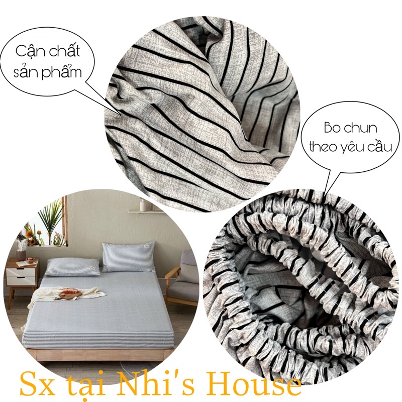 Set ga gối cotton tici kẻ nhập khẩu vải dày đẹp không xù lông | BigBuy360 - bigbuy360.vn