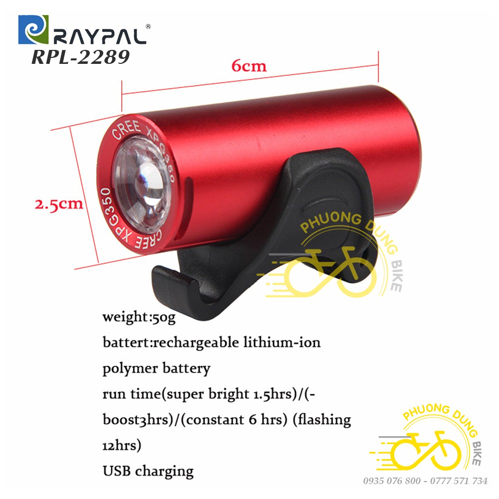Đèn pin sạc xe đạp Raypal 2289 - CREE XPG350