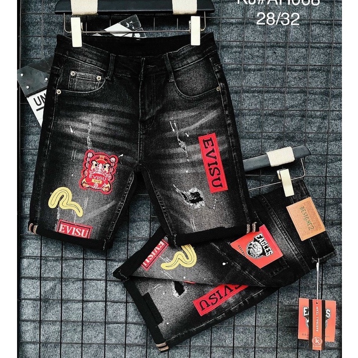 QUẦN SHORT JEAN NAM NGẮN NGỐ MẪU MỚI IN CHỮ TÚI SAU ĐẸP