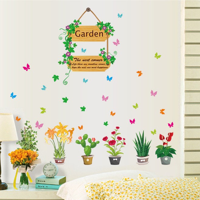 Tranh Dán Tường 3d Phòng Khách - Decal Dán Tường Phòng Khách - Trang trí 23 hoa treo