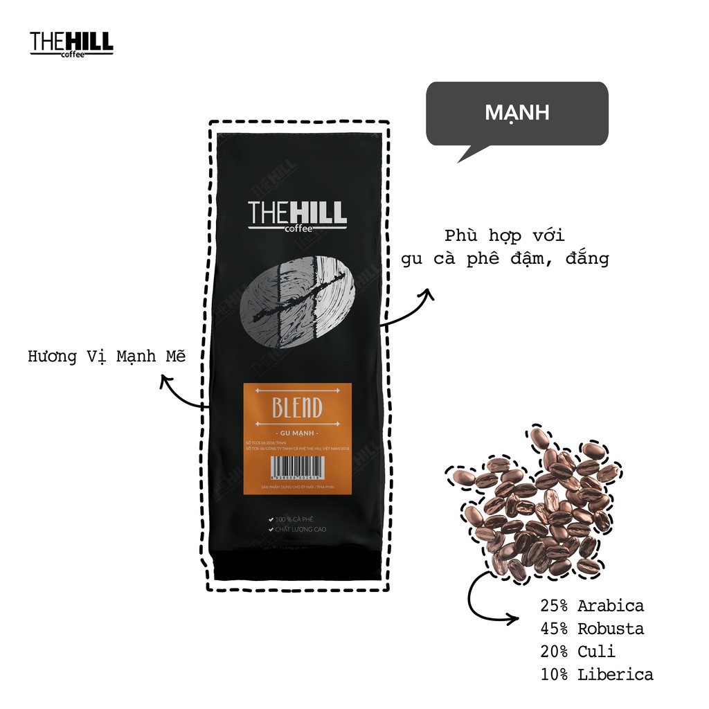 Combo 1kg cà phê Blend Gu Truyền Thống 1 + Blend Gu Mộc 6 - The Hill Coffee - 500g x 2 túi