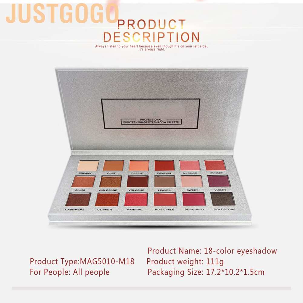 Bảng phấn mắt 18 màu lì và ánh nhũ kết hợp trang điểm chuyên nghiệp