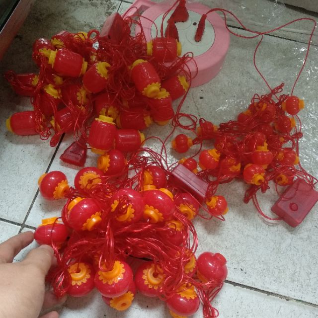 Bộ lồng đèn đỏ trang trí lễ tết chớp - không chớp ( Có đầu nối )