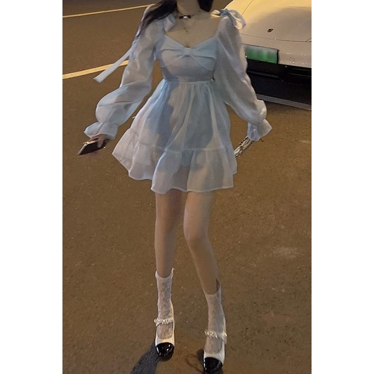 Đầm dài tay thắt nơ eo siêu đẹp cho nữ