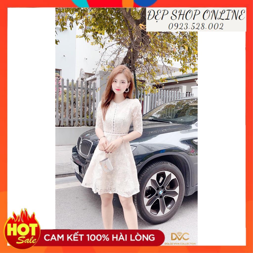 Freeship - Váy ren be xòe tay lỡ V1847 - Đẹp Shop DVC (Kèm ảnh thật trải sàn do shop tự chụp)