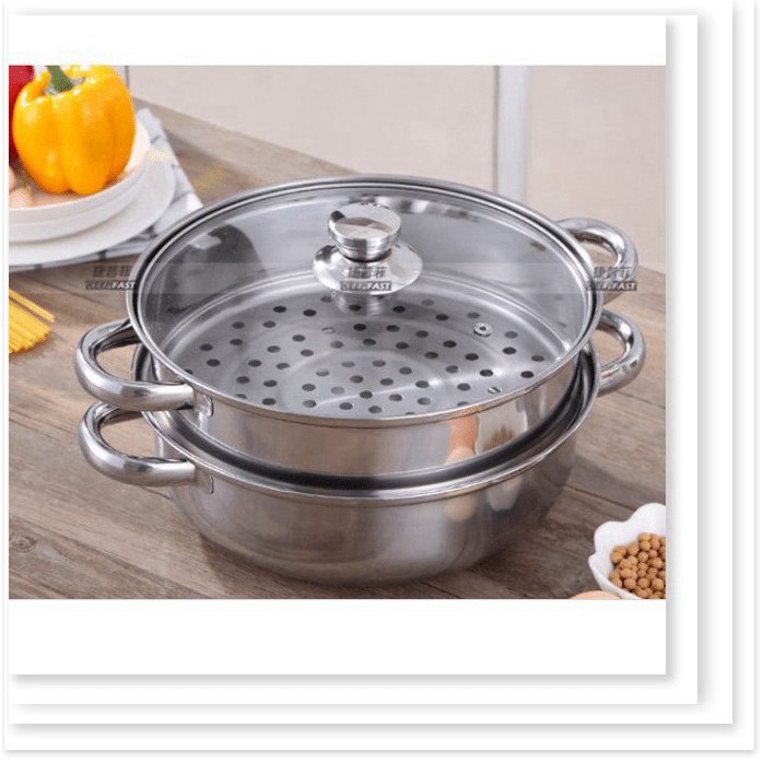 Nồi hấp inox 2 tầng đa năng dùng được cho bếp từ (size 28cm)