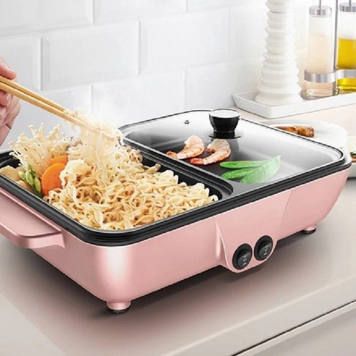 Nồi Lẩu Kiêm Nướng 2in1 Mini Hàn Quốc, Bếp Lẩu Nướng Đa Năng Cao Cấp - beplaunuong