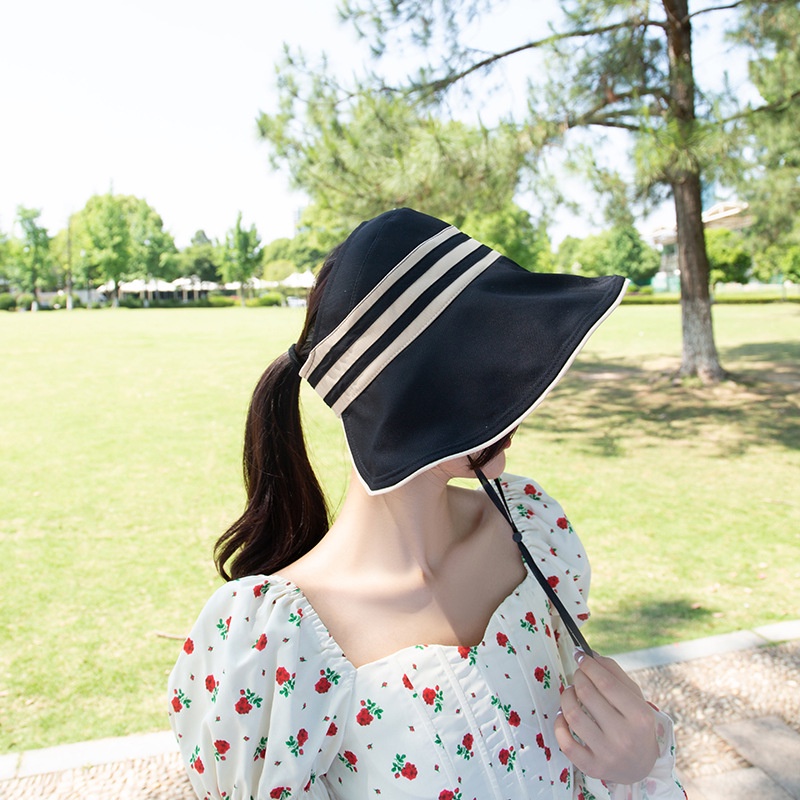 Nón Vành Hở Chóp Sọc Ngang Lớp Vinyl Chống Tia UV