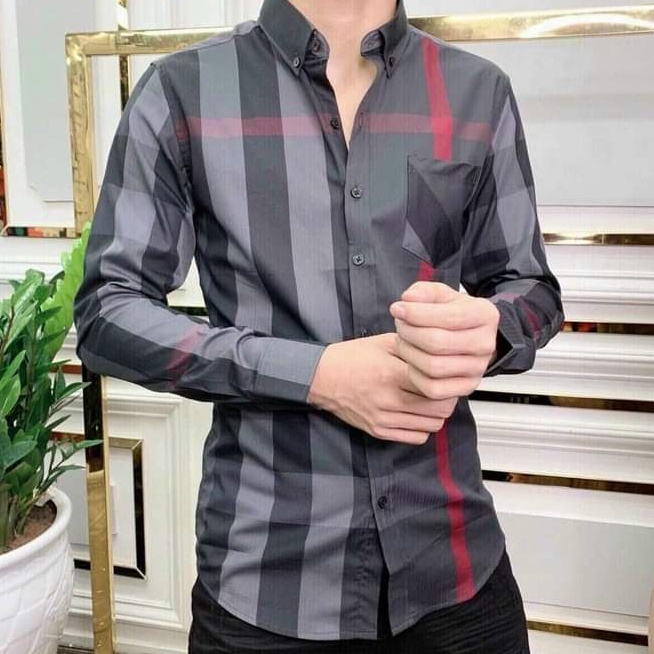 Áo sơ mi lụa cao cấp phối sọc mẫu mới thời trang vải dày dặn sắp li thanh lịch